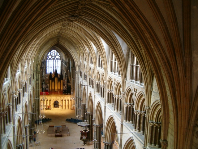 The view from high up, looking towards the alter